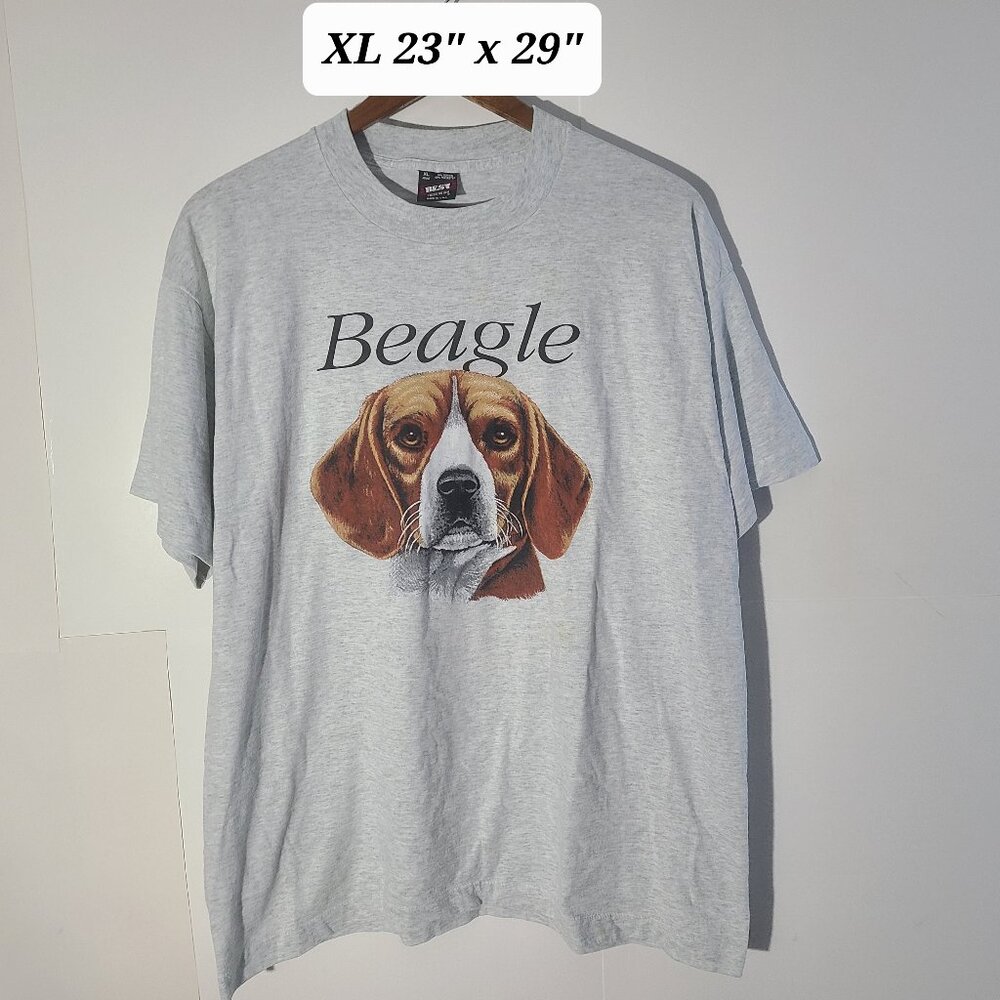 Vintage 90s Beagle Gray XL T-Shirt Single Stitch Made in USA (Stains)